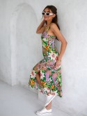 Summer midi dress with straps, green 3183 - Online store - Boutique